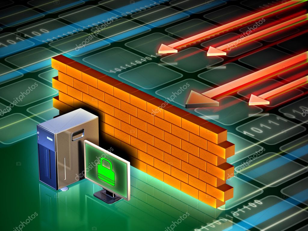 Icona di firewall che protegge una rete aziendale