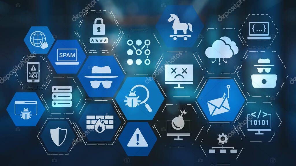 Icona di sicurezza informatica su schermo di un computer